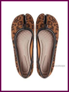 Wide Width Split Toe Ballet Flats Leather Women's Comfort Flats